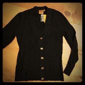 Tory Burch NWT black cardigan L